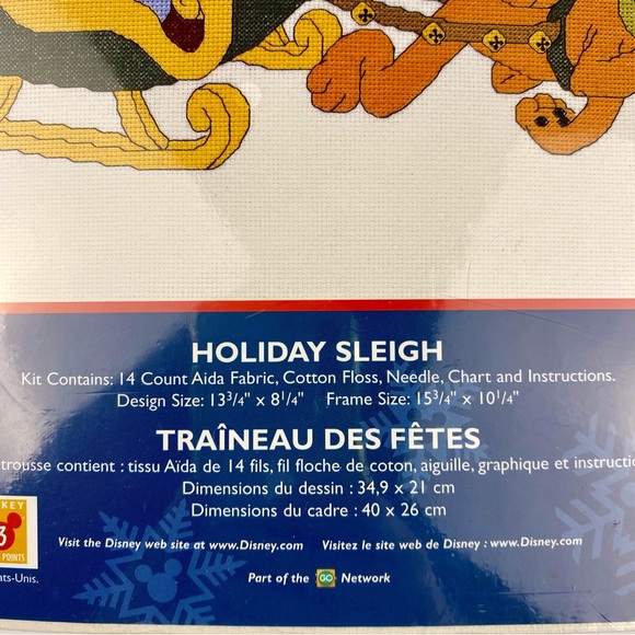Disney Mickey Unlimited Cross Stitch Kit Holiday Sleigh 113414 New Sealed - Picture 3 of 8